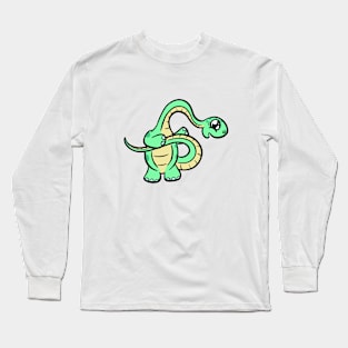 Baby Green diplodocus dinosaur cartoon Long Sleeve T-Shirt